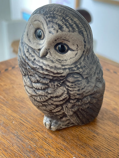 Vintage Poole Pottery Stoneware Owl – Hand-Modelled Bird Figure with Stamped Base (c.1970s)