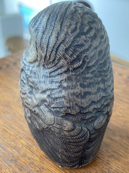 Vintage Poole Pottery Stoneware Owl – Hand-Modelled Bird Figure with Stamped Base (c.1970s)