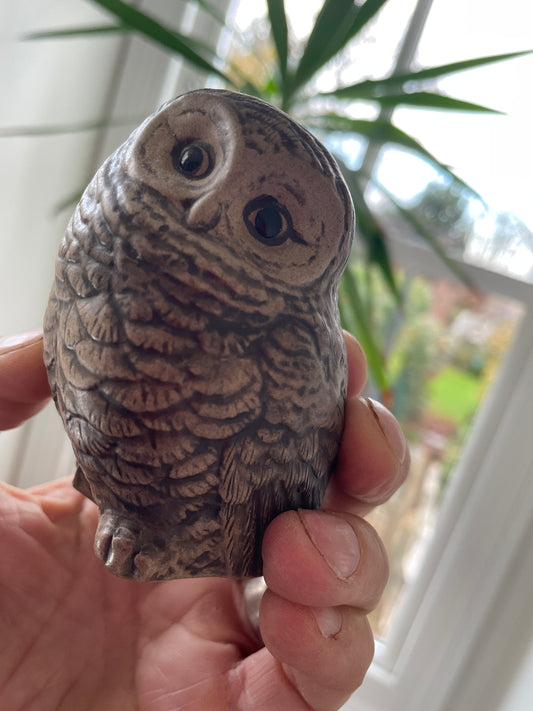 Vintage Poole Pottery Stoneware Owl – Hand-Modelled Bird Figure with Stamped Base (c.1970s)