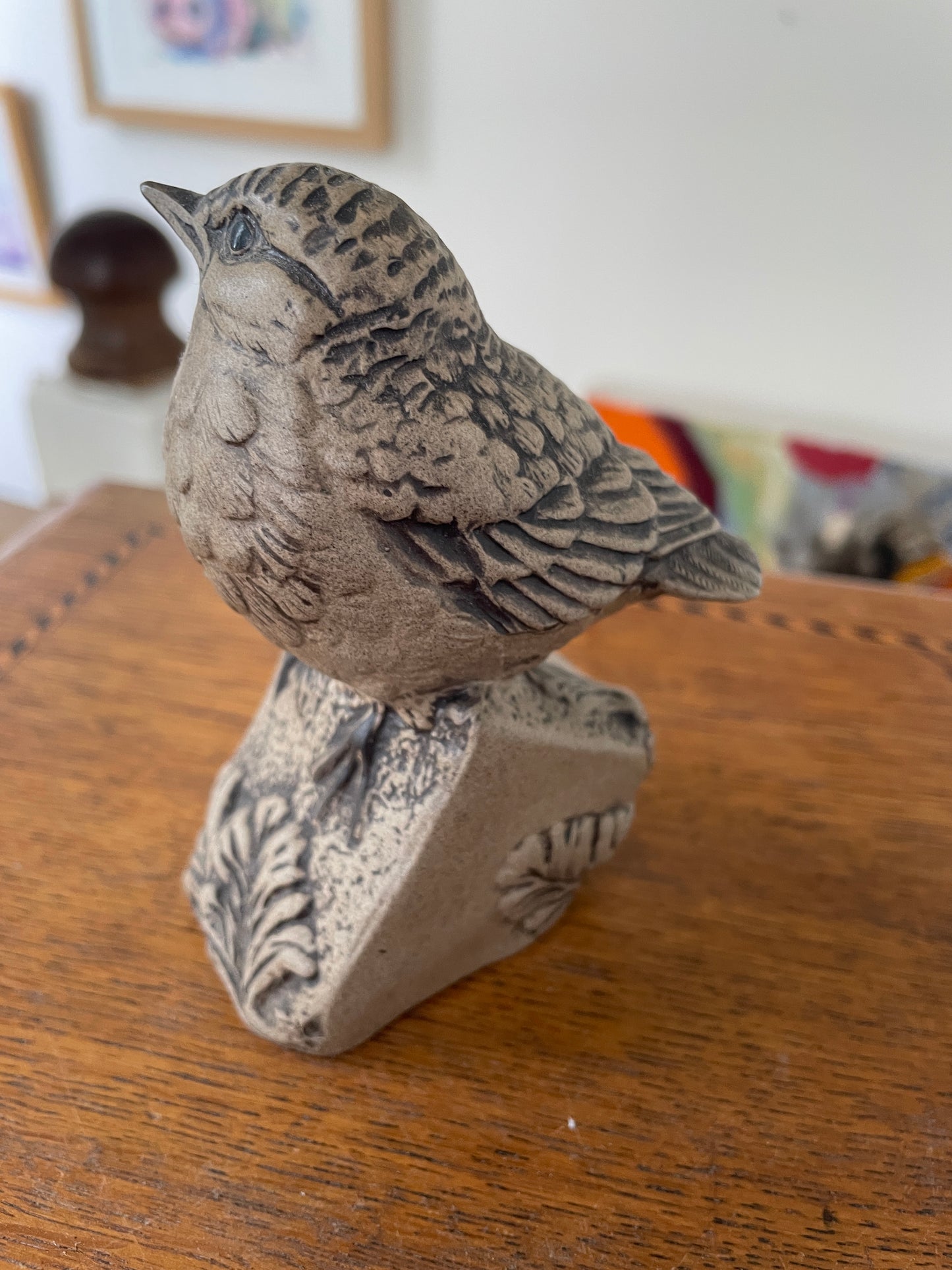 Poole Pottery Stoneware Bird – Small Wren Study with Incised Feathers (c.1970s)