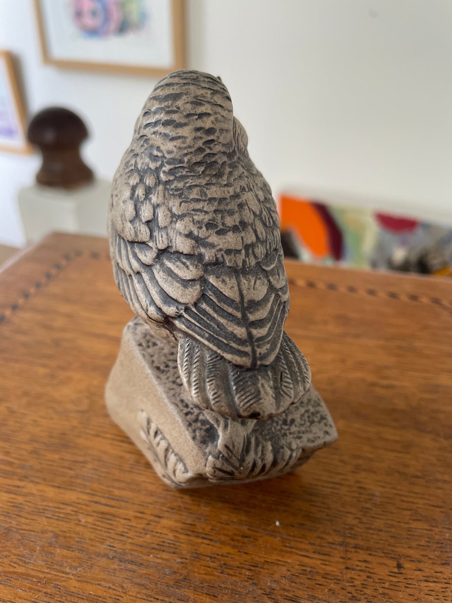 Poole Pottery Stoneware Bird – Small Wren Study with Incised Feathers (c.1970s)