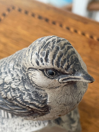 Poole Pottery Stoneware Bird – Small Wren Study with Incised Feathers (c.1970s)