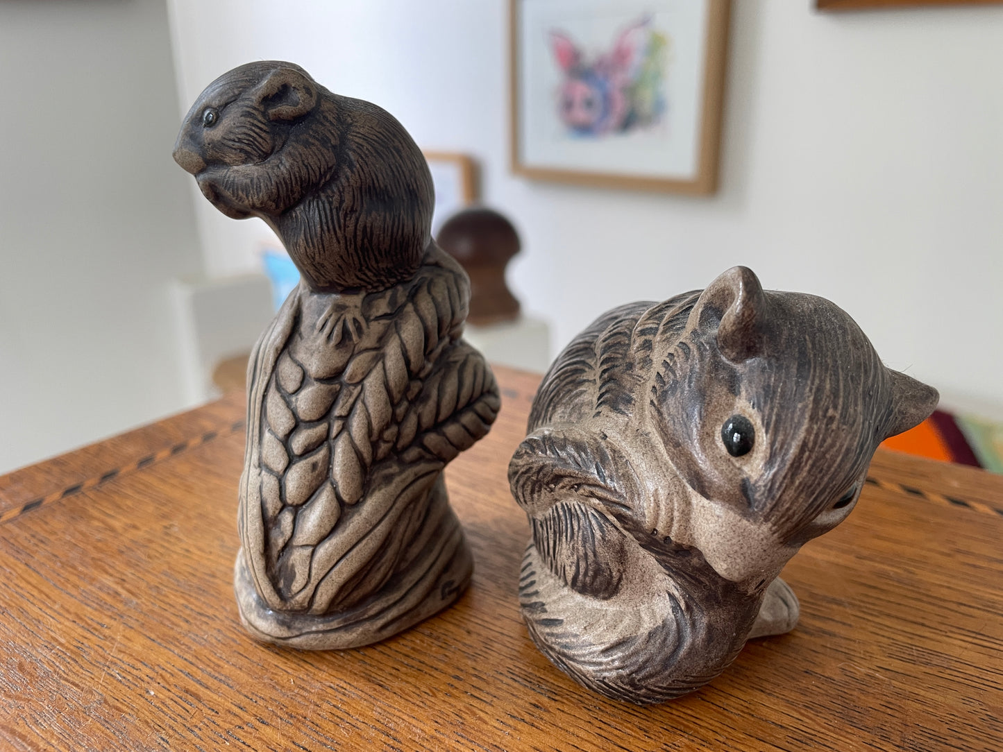 Vintage Poole Pottery Stoneware Animals – Pair of Hand-Modelled Otter Figures (c.1970s–1980s)