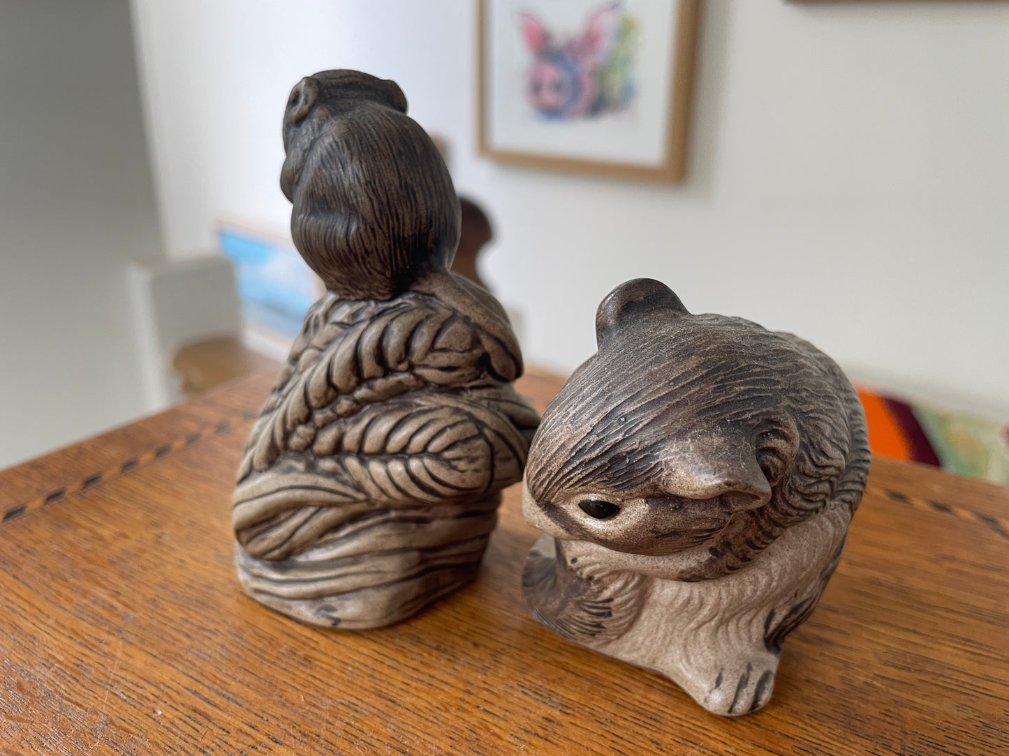 Vintage Poole Pottery Stoneware Animals – Pair of Hand-Modelled Otter Figures (c.1970s–1980s)