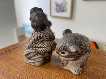 Vintage Poole Pottery Stoneware Animals – Pair of Hand-Modelled Otter Figures (c.1970s–1980s)
