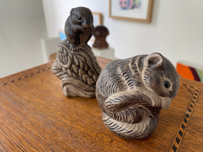 Vintage Poole Pottery Stoneware Animals – Pair of Hand-Modelled Otter Figures (c.1970s–1980s)