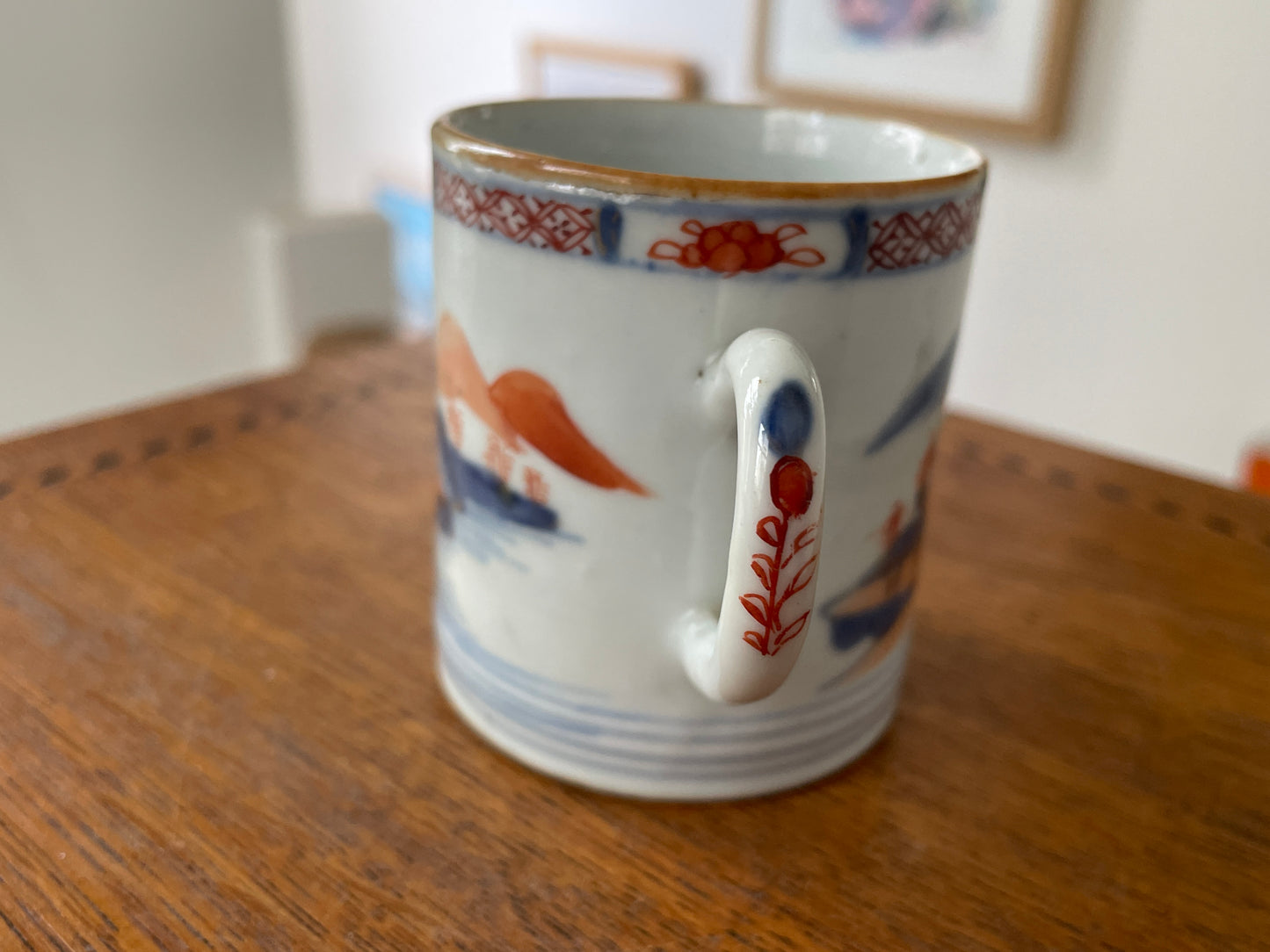 Antique Chinese Export Porcelain Mug – Hand-Painted Imari Palette Landscape (c.19th Century)