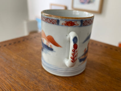 Antique Chinese Export Porcelain Mug – Hand-Painted Imari Palette Landscape (c.19th Century)