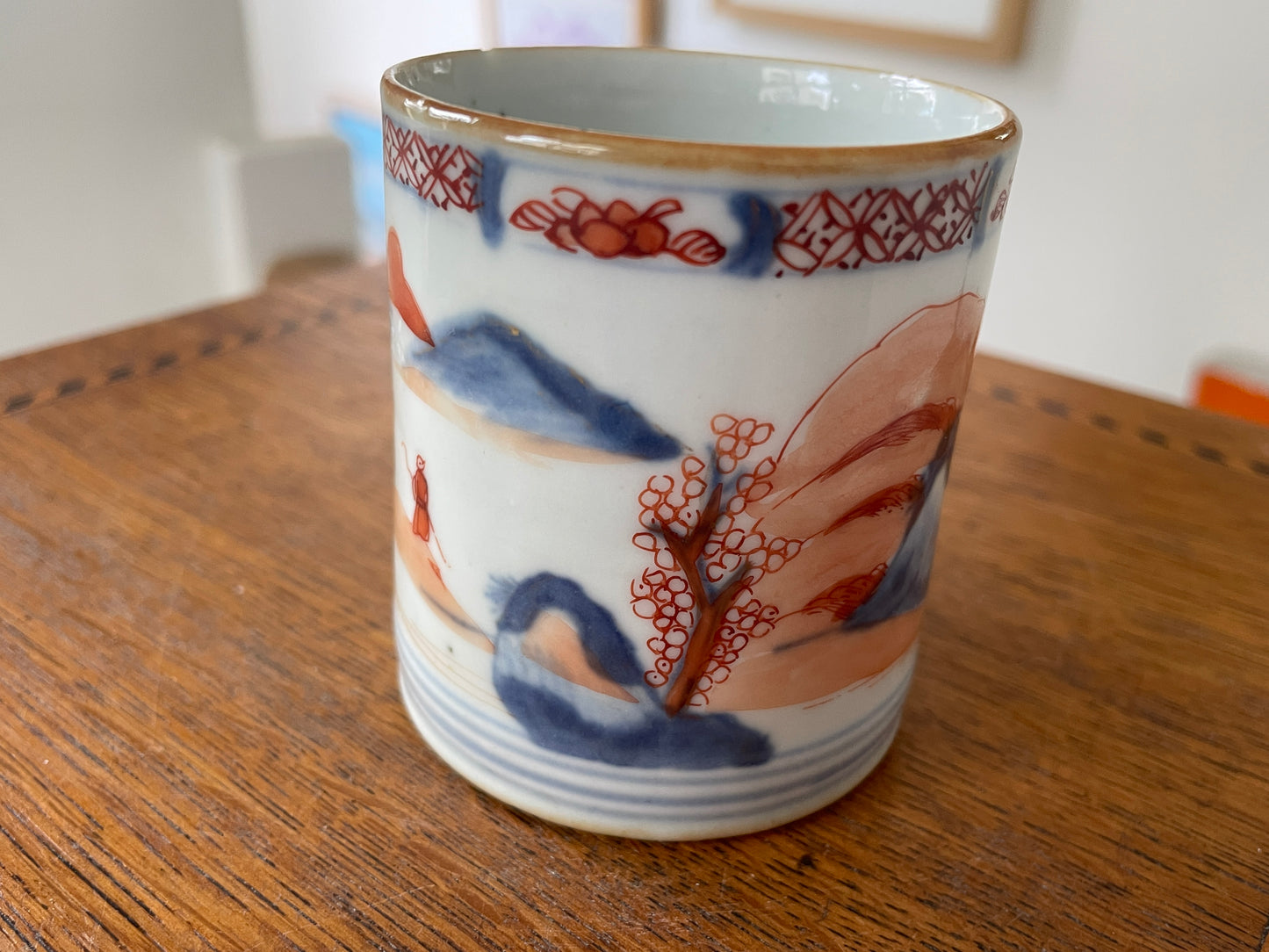 Antique Chinese Export Porcelain Mug – Hand-Painted Imari Palette Landscape (c.19th Century)