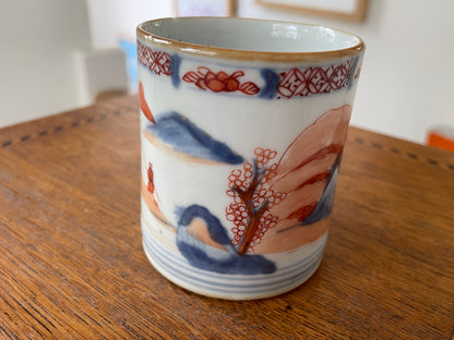 Antique Chinese Export Porcelain Mug – Hand-Painted Imari Palette Landscape (c.19th Century)