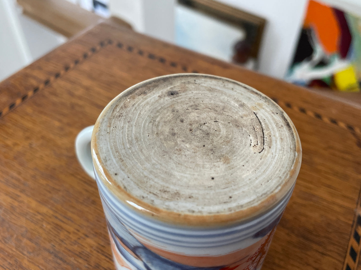 Antique Chinese Export Porcelain Mug – Hand-Painted Imari Palette Landscape (c.19th Century)