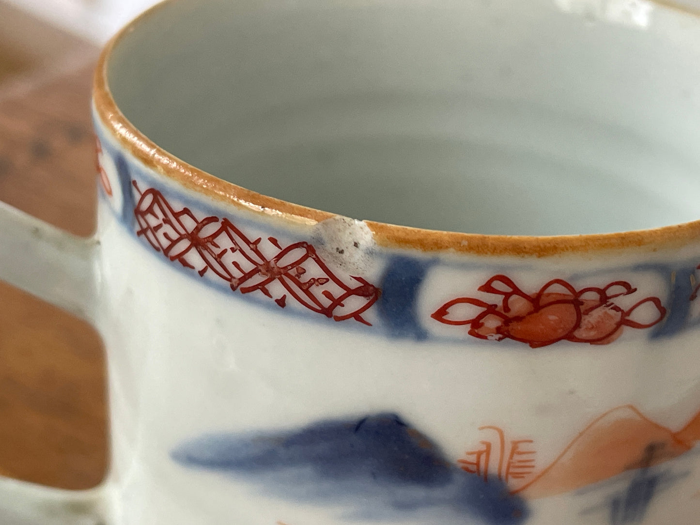 Antique Chinese Export Porcelain Mug – Hand-Painted Imari Palette Landscape (c.19th Century)