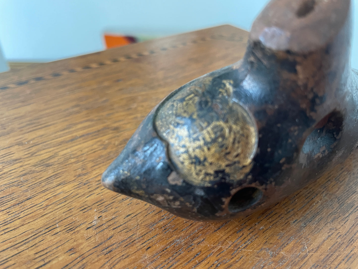 Antique Austrian Clay Ocarina – H. Fiehn ‘F 4’ Model with Original Factory Labels (c.1880–1920)