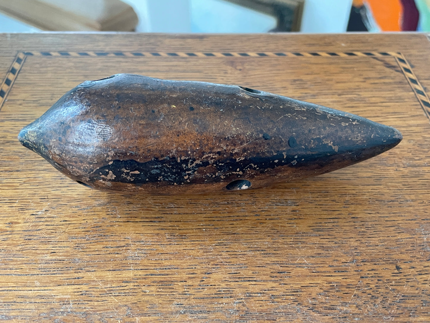 Antique Austrian Clay Ocarina – H. Fiehn ‘F 4’ Model with Original Factory Labels (c.1880–1920)