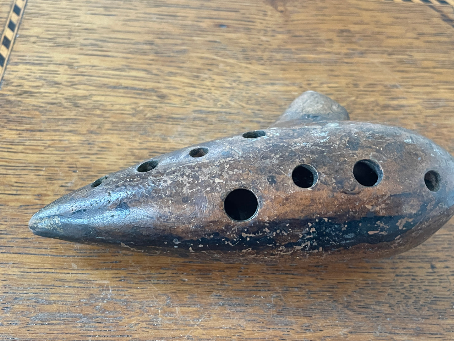Antique Austrian Clay Ocarina – H. Fiehn ‘F 4’ Model with Original Factory Labels (c.1880–1920)
