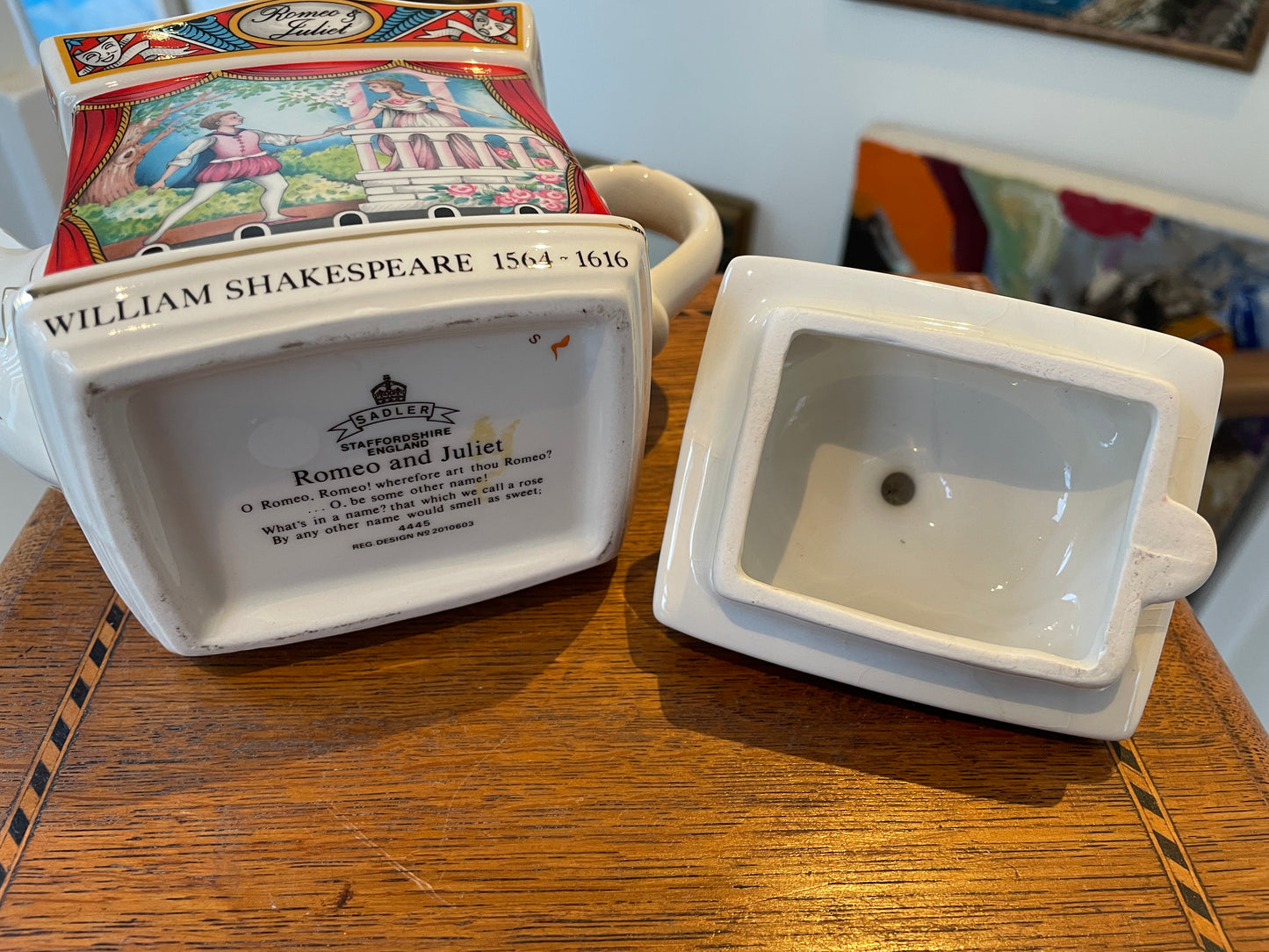 Vintage Sadler Staffordshire Teapot – ‘Romeo and Juliet’ Shakespeare Series (c.1970s–1980s)