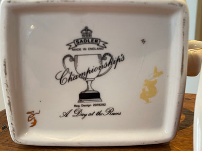Vintage Sadler Staffordshire Teapot – ‘A Day at the Races’ Championship Design (c.1970s–1980s)