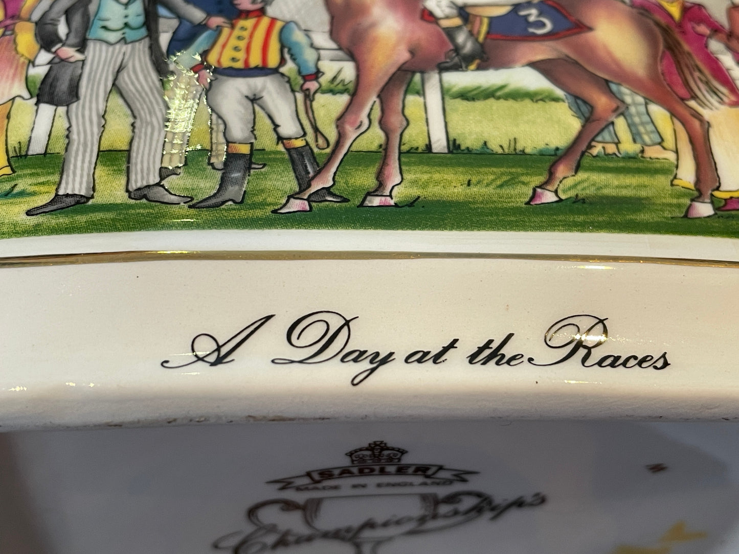 Vintage Sadler Staffordshire Teapot – ‘A Day at the Races’ Championship Design (c.1970s–1980s)