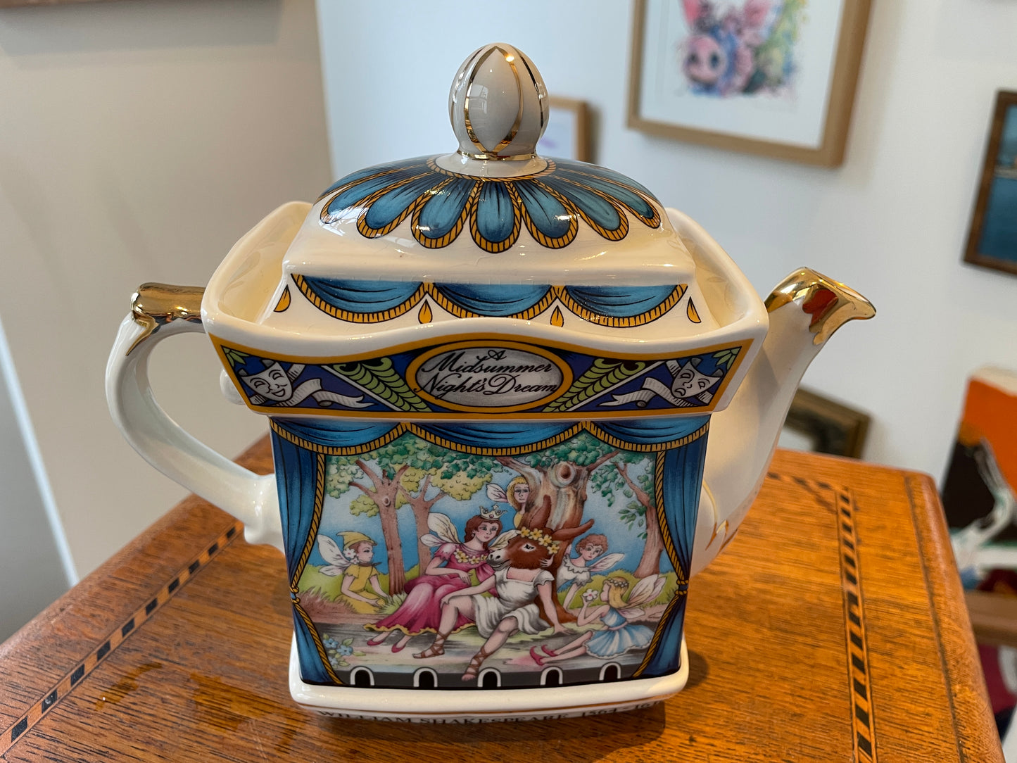 Vintage Sadler Staffordshire Teapot – ‘A Midsummer Night’s Dream’ Shakespeare Design (c.1970s–1980s)