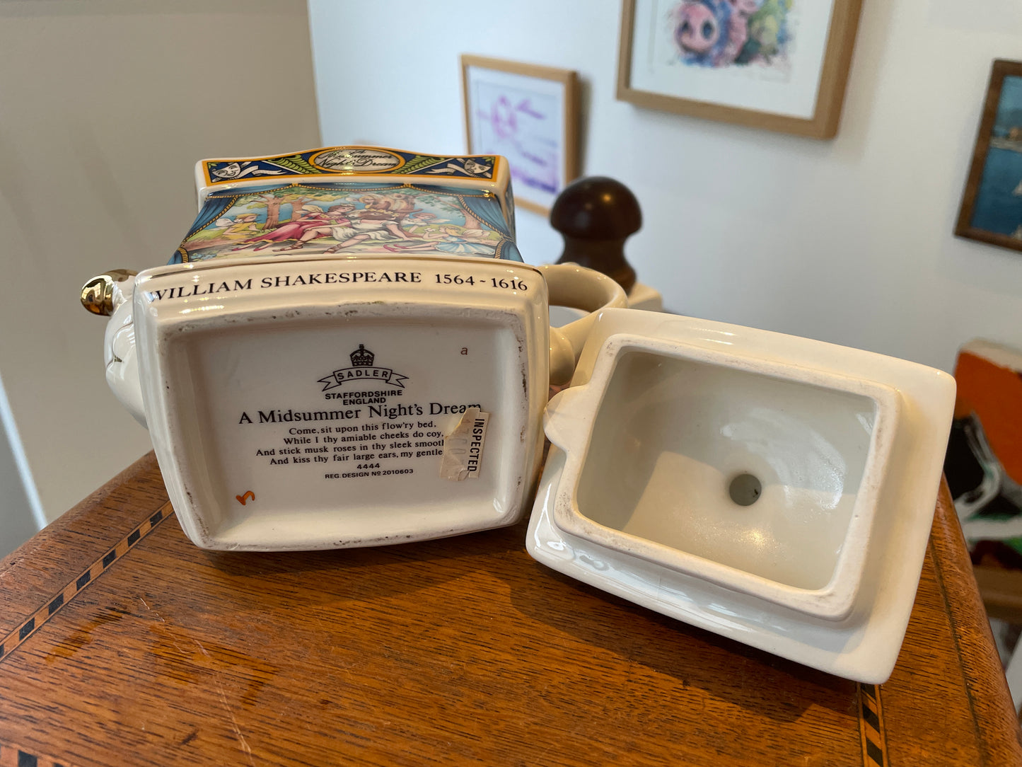 Vintage Sadler Staffordshire Teapot – ‘A Midsummer Night’s Dream’ Shakespeare Design (c.1970s–1980s)