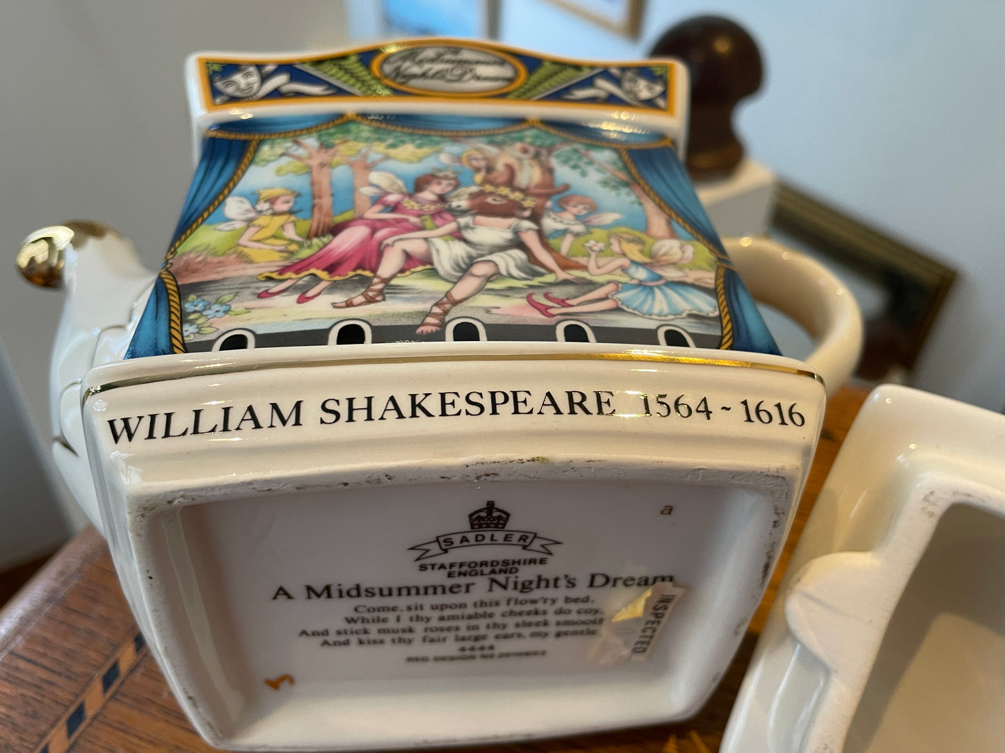 Vintage Sadler Staffordshire Teapot – ‘A Midsummer Night’s Dream’ Shakespeare Design (c.1970s–1980s)