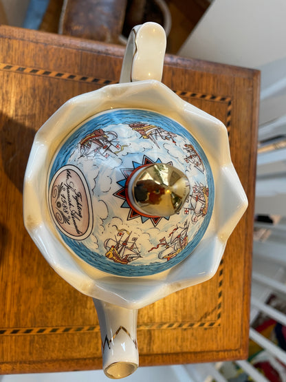 Vintage Sadler Staffordshire Teapot – Elizabeth I ‘Spanish Armada 1588’ Design (c.1970s–1980s)
