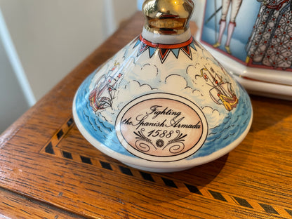 Vintage Sadler Staffordshire Teapot – Elizabeth I ‘Spanish Armada 1588’ Design (c.1970s–1980s)