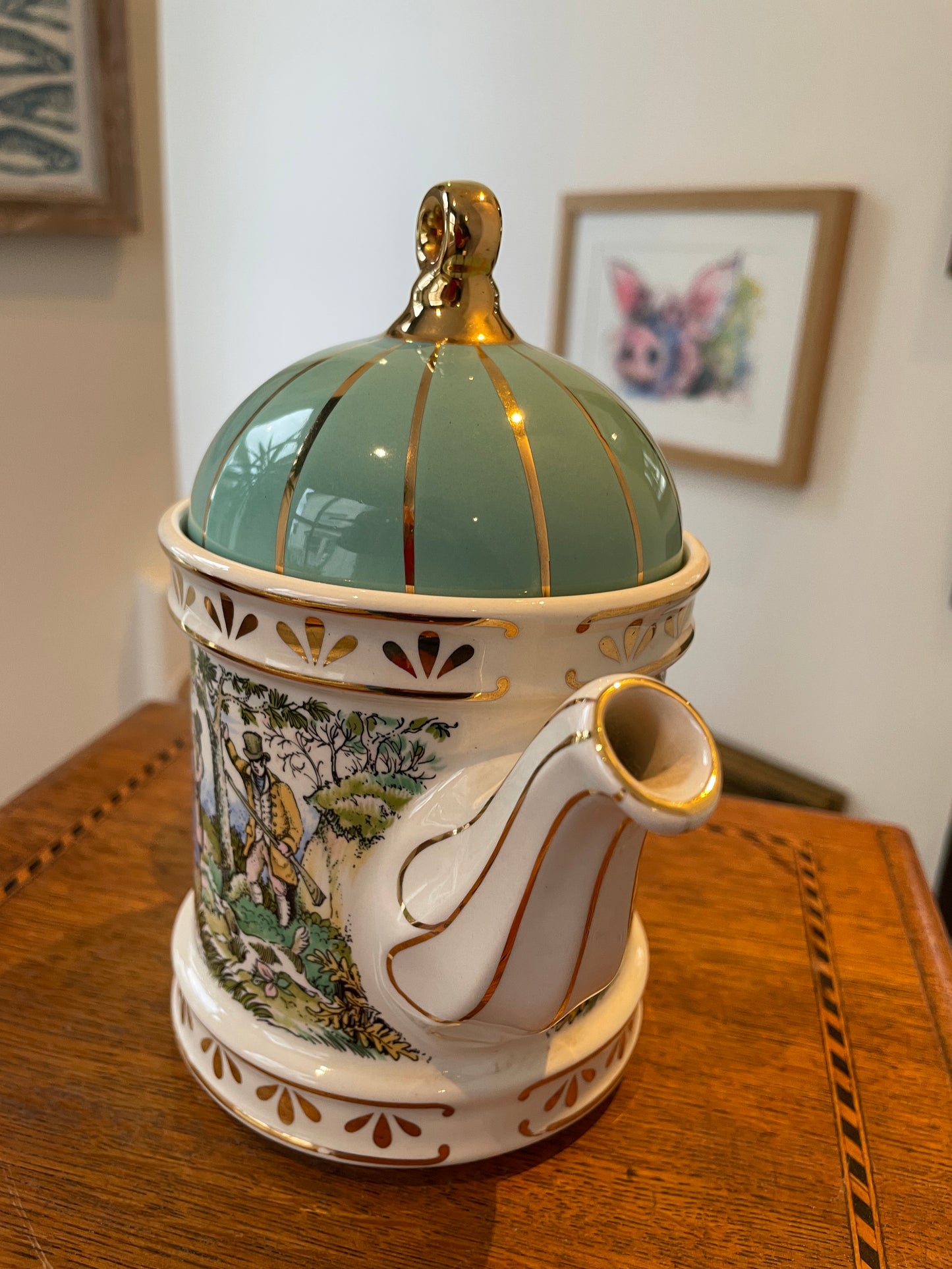Vintage Sadler Staffordshire Teapot – ‘Sporting Scenes of the 18th Century: Shooting’ (c.1970s–1980s)