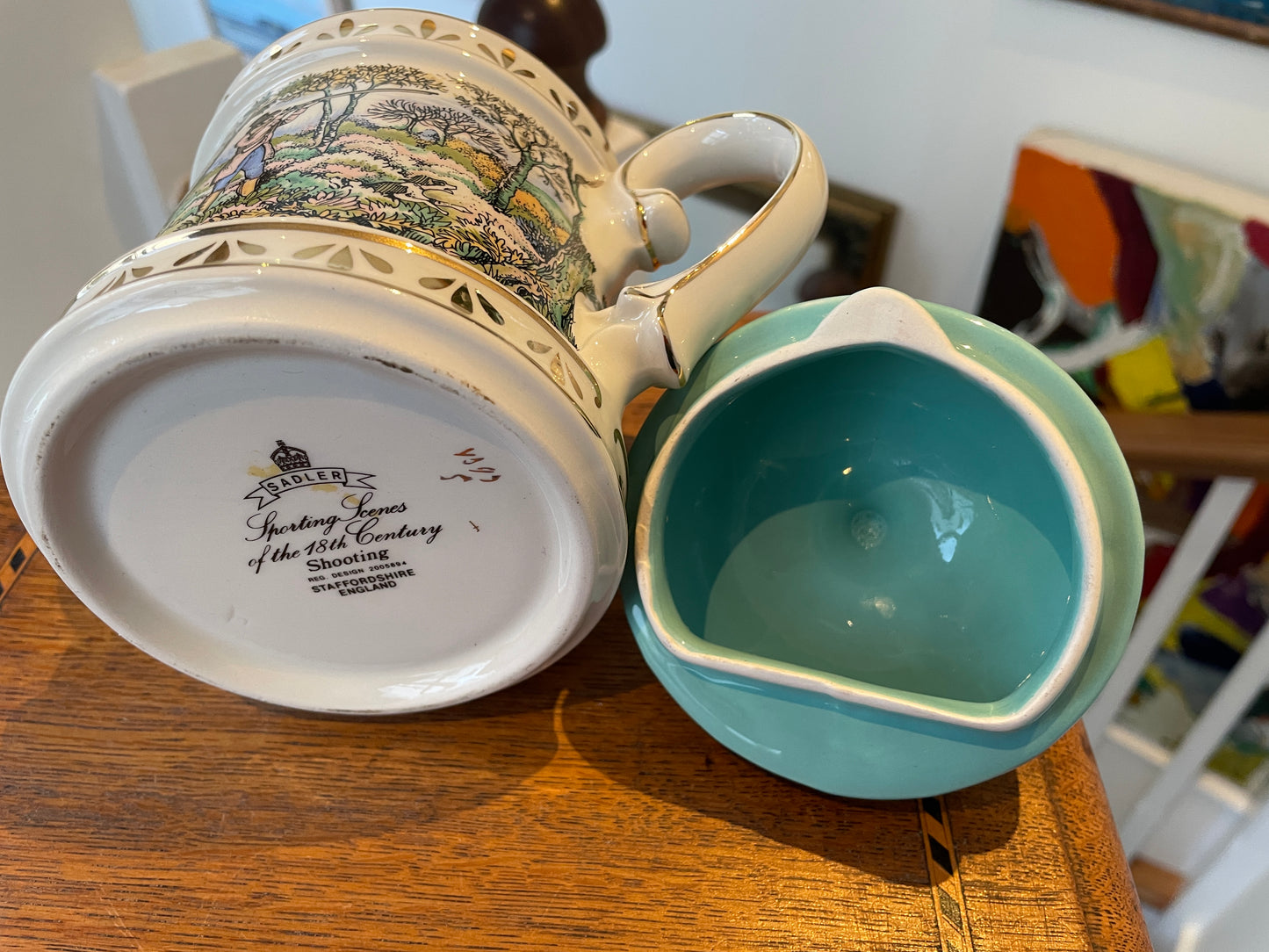 Vintage Sadler Staffordshire Teapot – ‘Sporting Scenes of the 18th Century: Shooting’ (c.1970s–1980s)