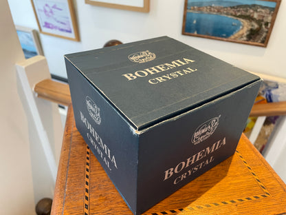 Antique Czech Lead Crystal Rose Bowl – Hand-Cut Bohemia Crystal with Flower Arranger Grid (c.20th Century)