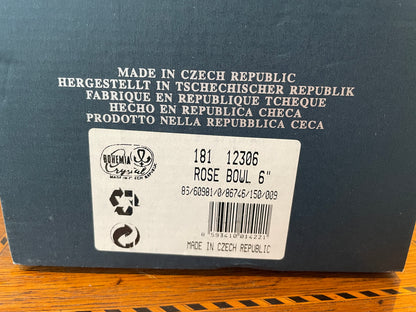 Antique Czech Lead Crystal Rose Bowl – Hand-Cut Bohemia Crystal with Flower Arranger Grid (c.20th Century)