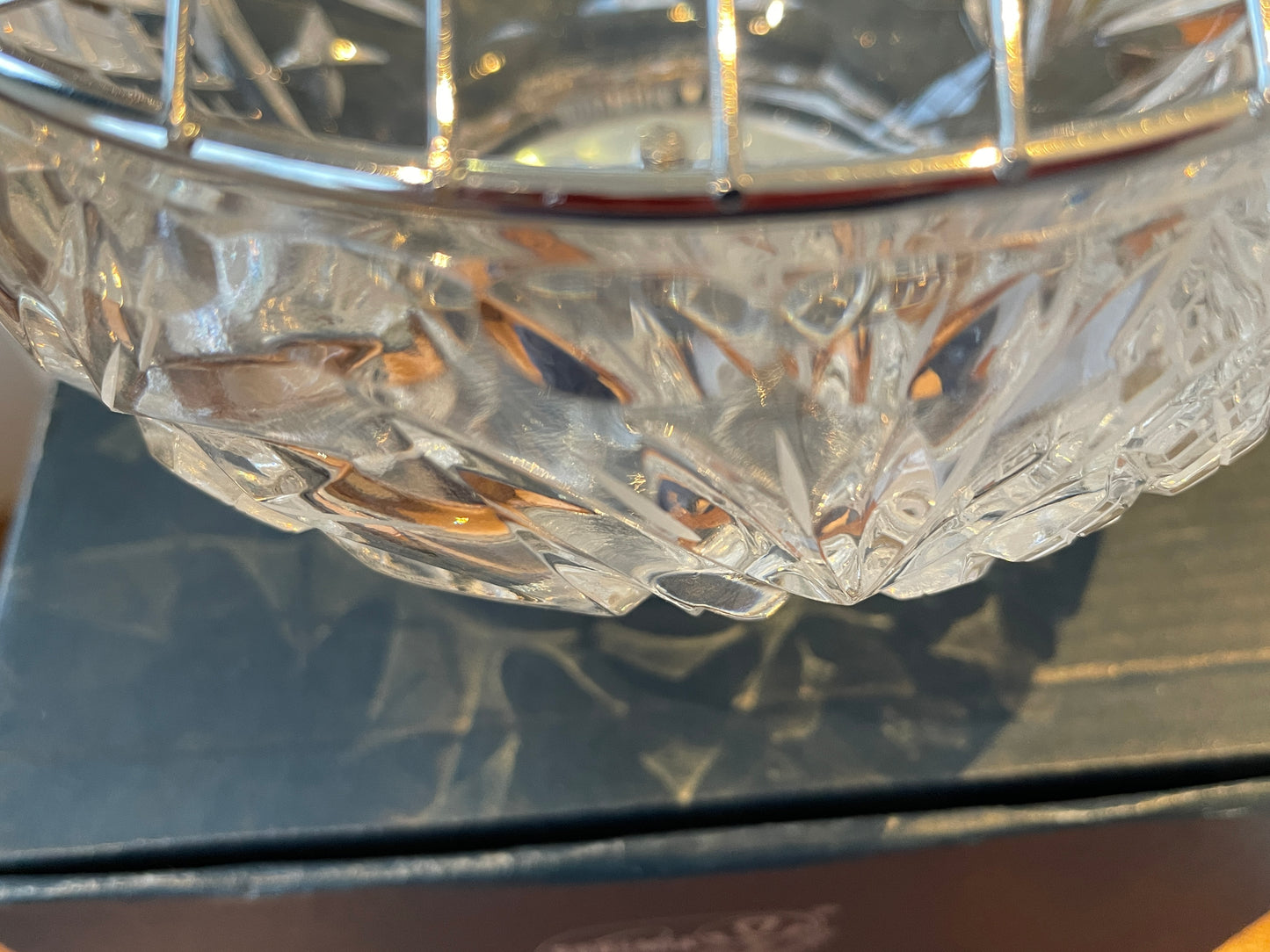 Antique Czech Lead Crystal Rose Bowl – Hand-Cut Bohemia Crystal with Flower Arranger Grid (c.20th Century)