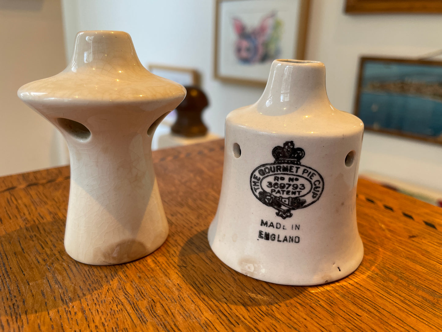 Antique English Creamware Pie Funnels – ‘Gourmet Pie Cup’ Patent RD 369793 (c.1900