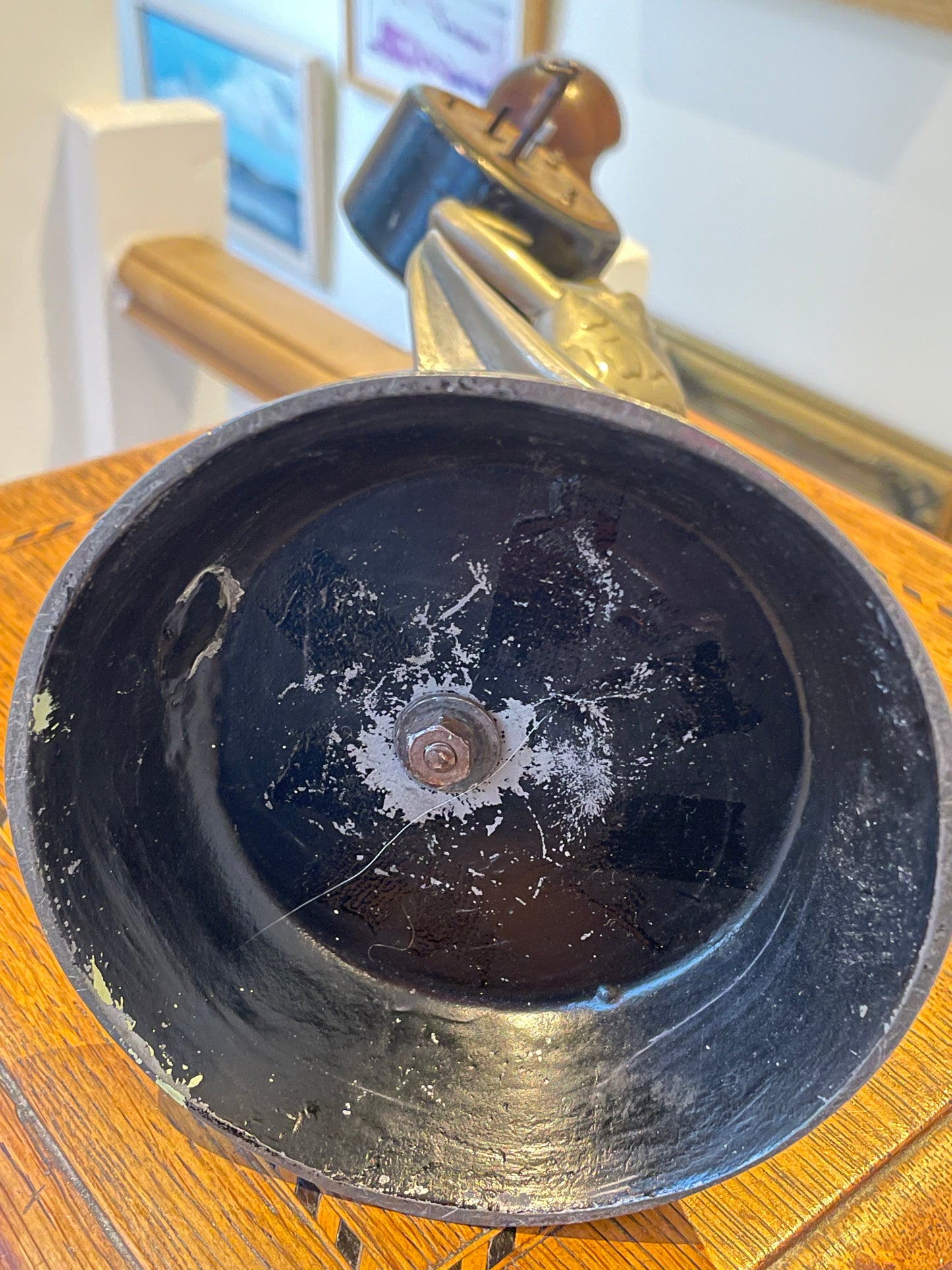 Antique German Art Deco Figural Clock – Dancing Girl with Crescent Skirt, Cast Metal with FMS Mauthe Movement (c.1930s–40s)