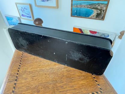 Antique Russian-Style Black Lacquer Box – Hand-Painted Daisies & Butterfly (c.20th Century)