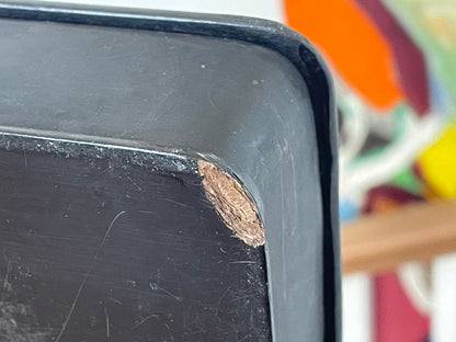 Antique Russian-Style Black Lacquer Box – Hand-Painted Daisies & Butterfly (c.20th Century)