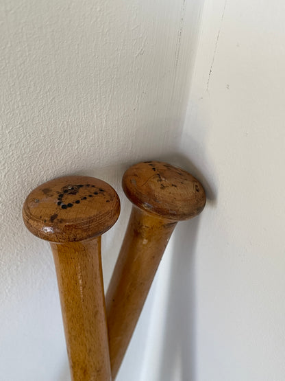 Antique Wooden Indian Clubs – Turned Exercise Pins with Warm Aged Patina (c.1900–1930)