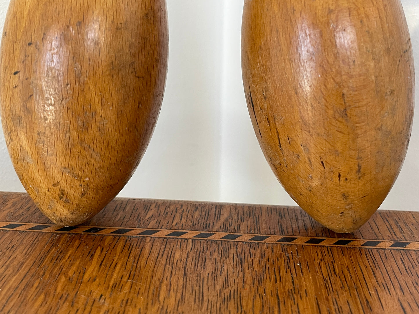 Antique Wooden Indian Clubs – Turned Exercise Pins with Warm Aged Patina (c.1900–1930)