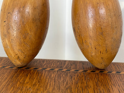 Antique Wooden Indian Clubs – Turned Exercise Pins with Warm Aged Patina (c.1900–1930)