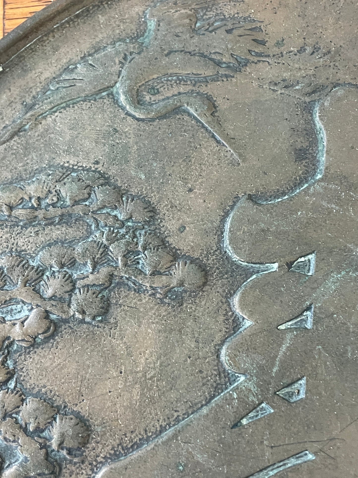 Antique Japanese Bronze Hand Mirror – Cranes, Pine & Kotobuki Longevity Design (c.1900)