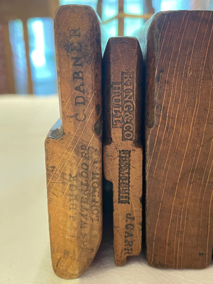 Antique British Beech Moulding Planes – Set of Five Named Late Victorian Woodworking Tools (c.1880–1920)