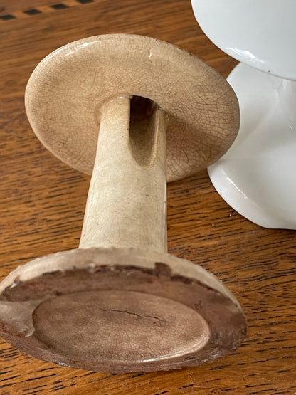 Antique English Ceramic Pie Vents – Challis Patent Gourmet Crust Holder and Vent (c.1895–1910) and Later 20th-Century White Pie Funnel