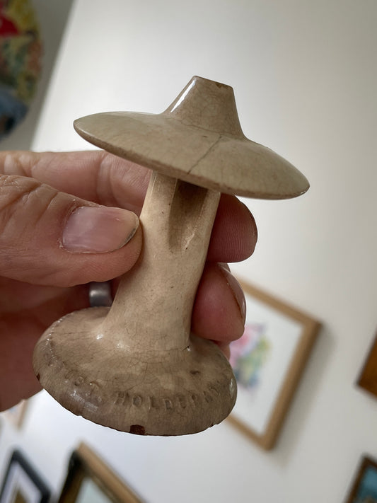 Antique English Ceramic Pie Vents – Challis Patent Gourmet Crust Holder and Vent (c.1895–1910) and Later 20th-Century White Pie Funnel