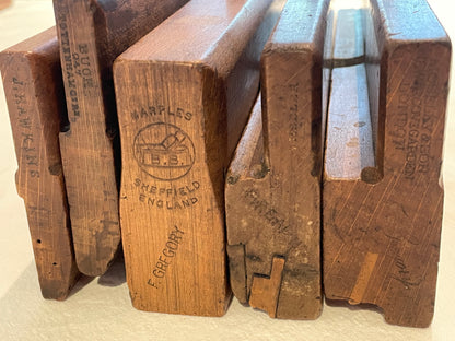 Antique British Wooden Moulding Planes – Set of Five Mixed Makers & Profiles (19th–Early 20th Century) 2