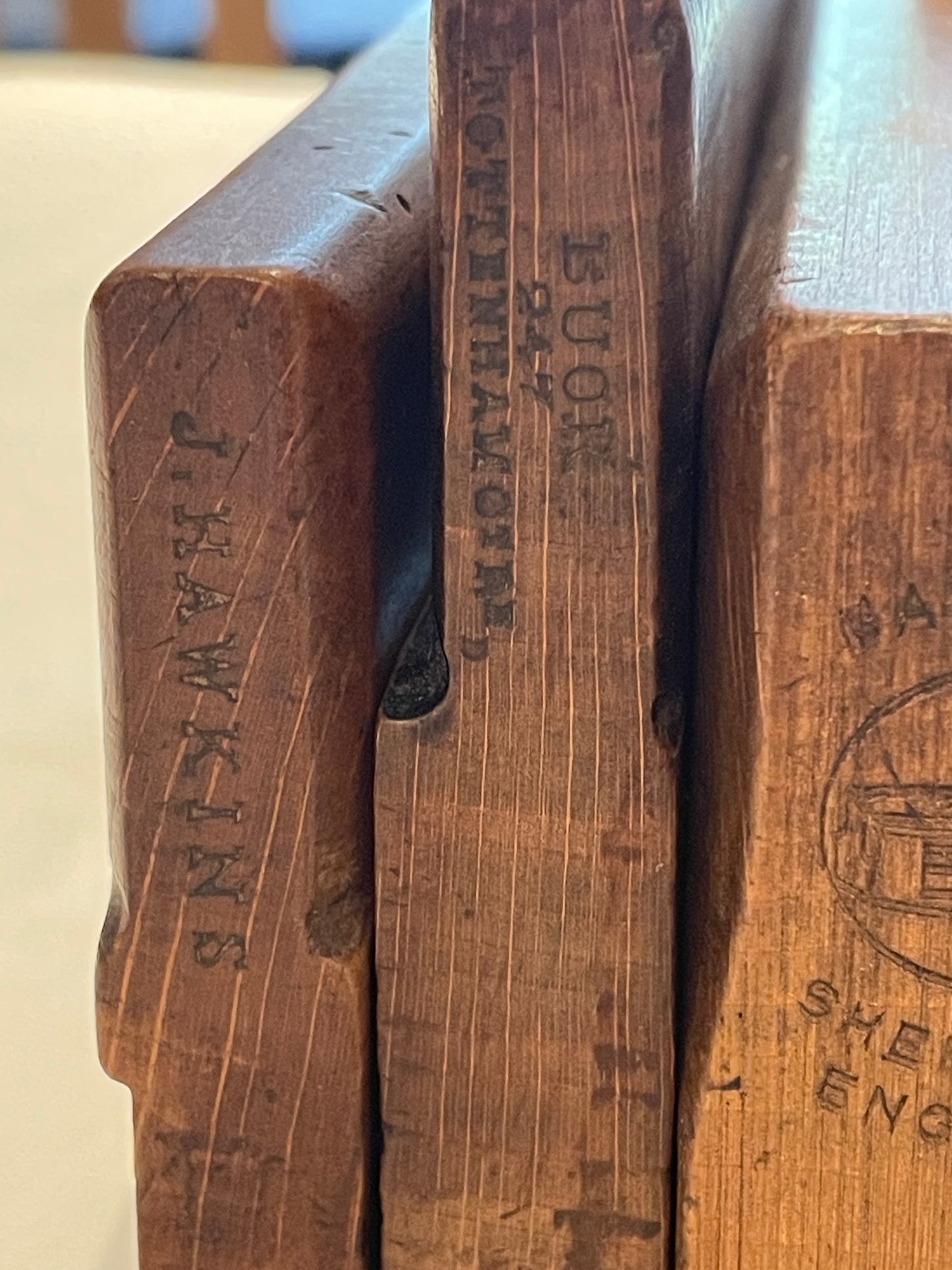 Antique British Wooden Moulding Planes – Set of Five Mixed Makers & Profiles (19th–Early 20th Century) 2