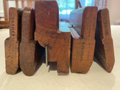 Antique British Wooden Moulding Planes – Set of Five Mixed Makers (19th–Early 20th Century)3