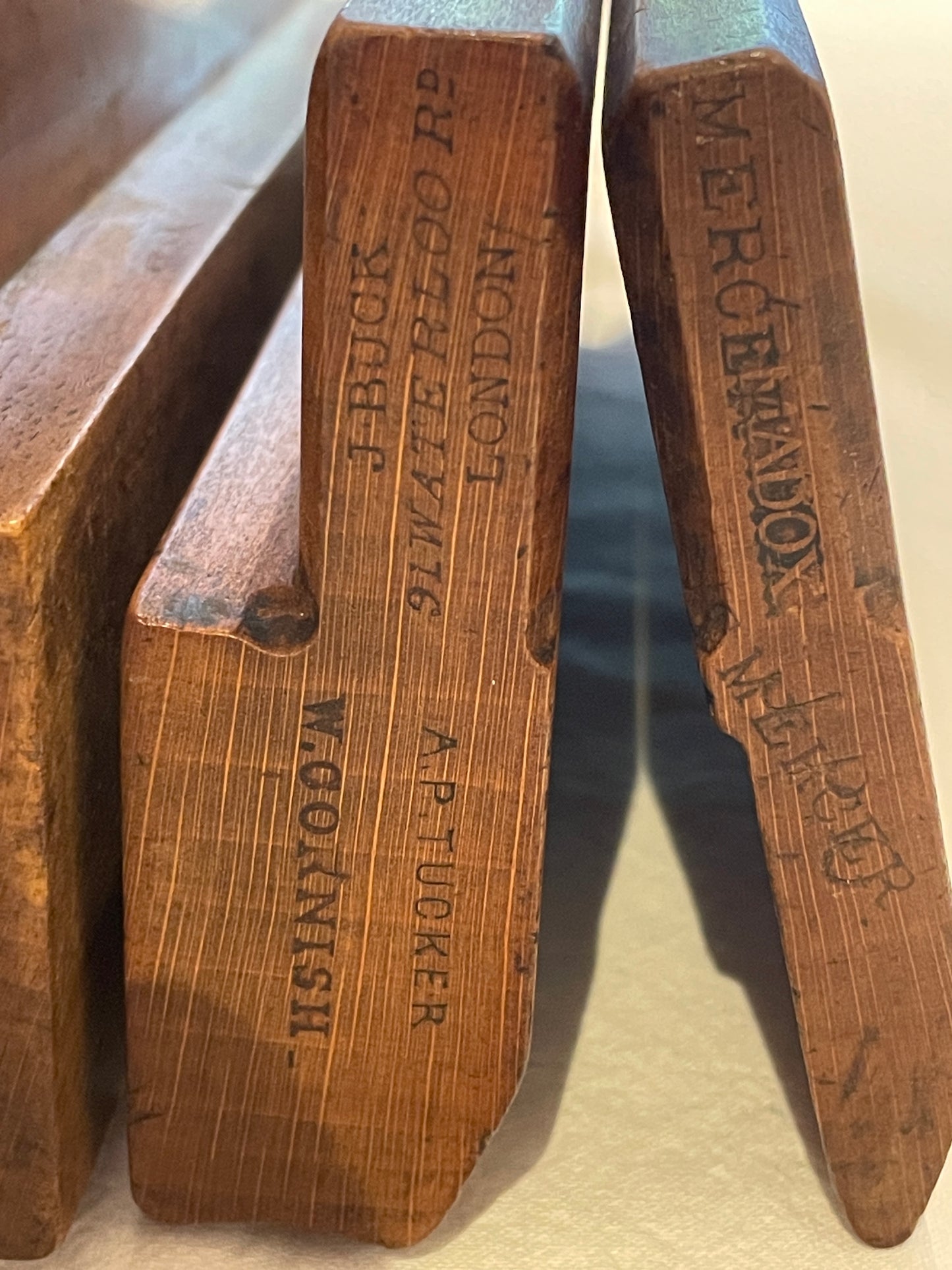 Antique British Wooden Moulding Planes – Set of Five Mixed Makers (19th–Early 20th Century)3