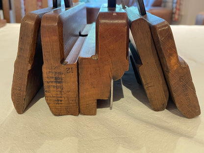 Antique British Wooden Moulding Planes – Set of Five Mixed Makers (19th–Early 20th Century)3