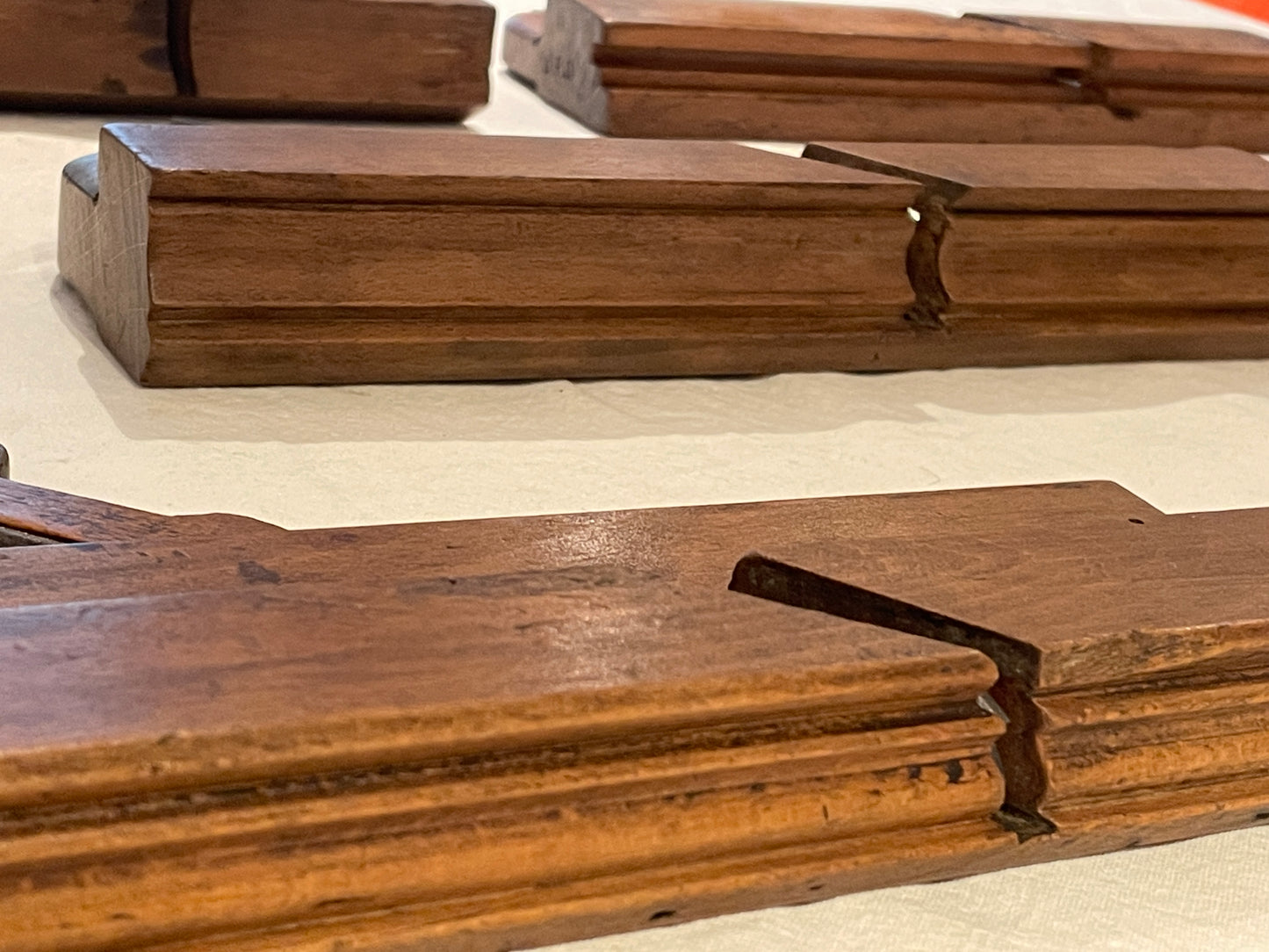 Set of 5 Antique British Wooden Moulding Planes – Including Hickman & Blackman Makers (19th Century)5