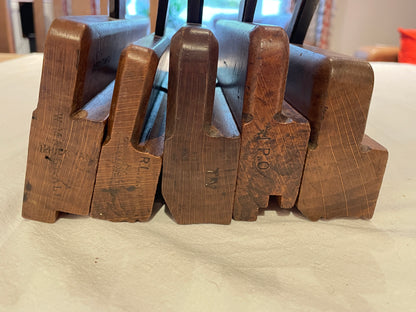 Set of 5 Antique British Wooden Moulding Planes – Including Hickman & Blackman Makers (19th Century)5